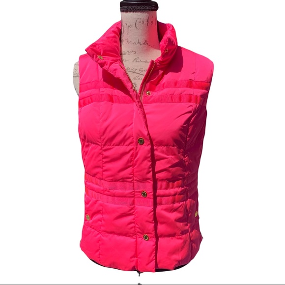 Lilly Pulitzer Tropical Pink Kate Puffer Vest size Small - Picture 1 of 11